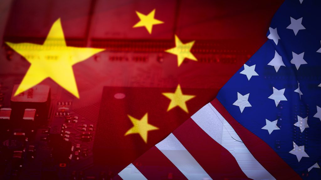 China and USA flags