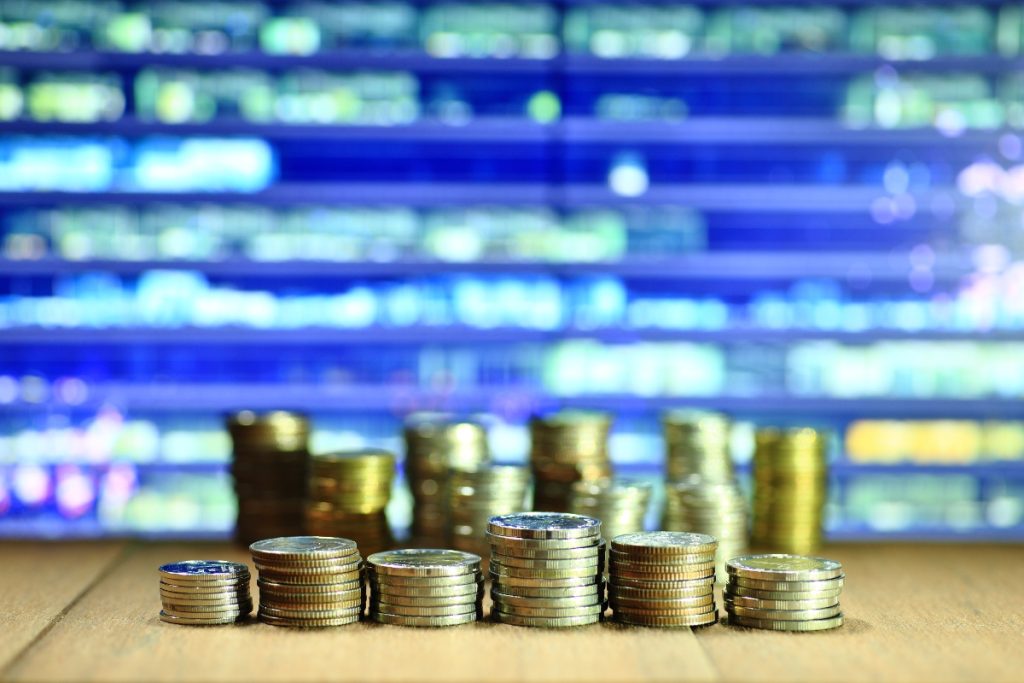 Coins with graphics background