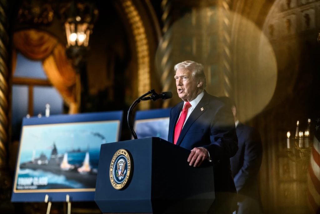 President Donald Trump on a conference